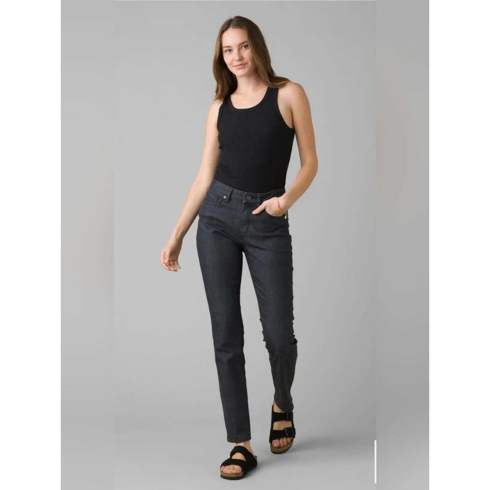 Prana Pants Women 8 Black Kara Moto Skinny Stretch Mid Rise Outdoor Casual